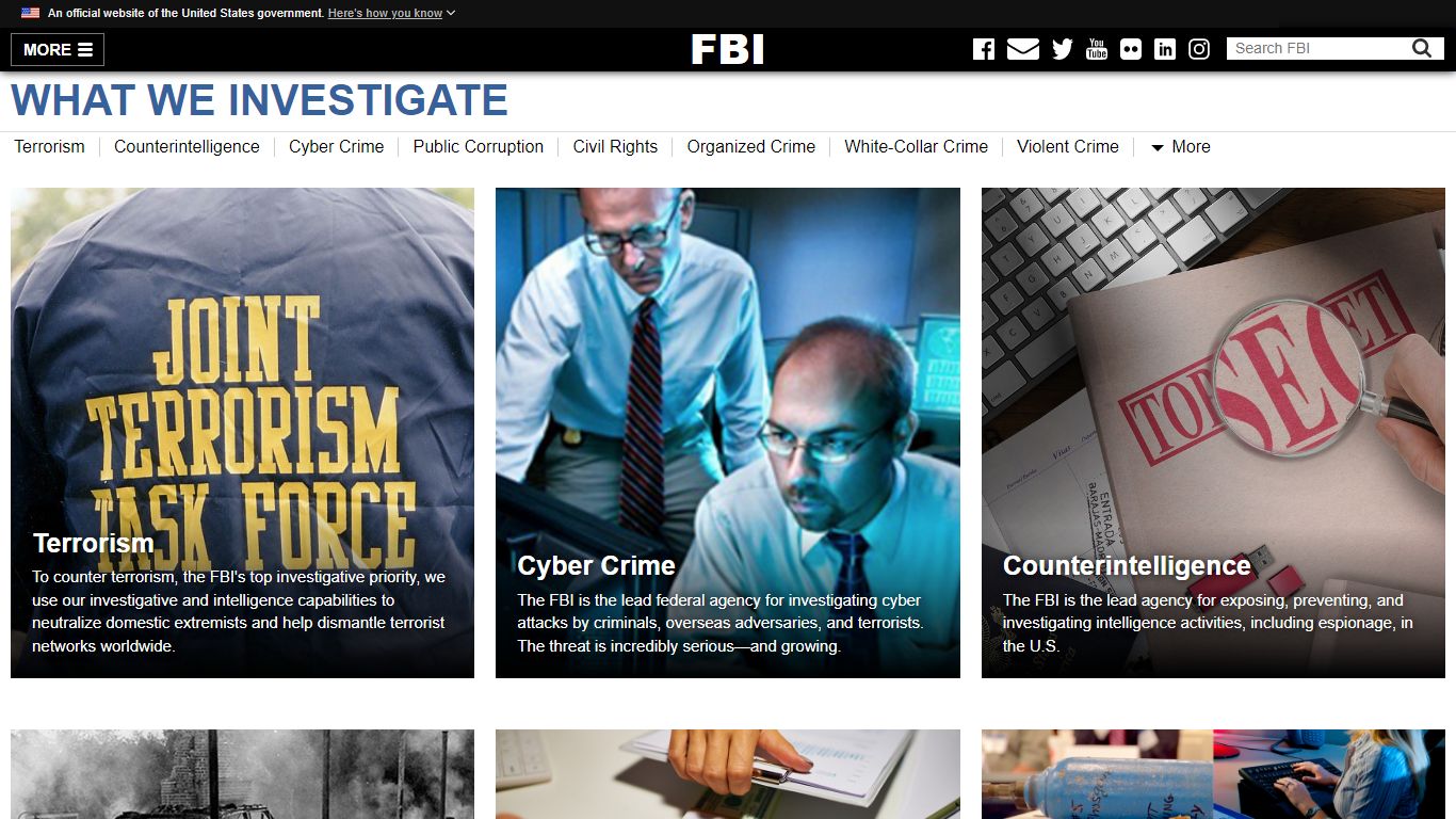 What We Investigate — FBI - Federal Bureau of Investigation